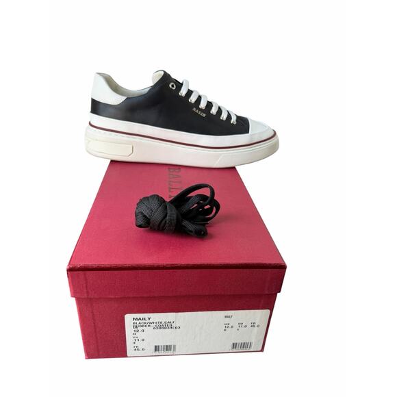 Bally Maily Authentic Black/White Low Top Lace Up Calf Leather Sneakers Size 12 main image 7